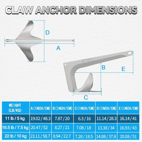 طقم مرساة القارب من الصلب المجلفن بروس ستايل مخلب مرساة، HT G4 سلسلة بحرية قصيرة الارتباط، حبل نايلون 3 حبلا، موصل دوار لصيد القوارب، الإبحار 18 20 21 22 23 24 25 26 27 28 32 35FT قوارب in Kuwait