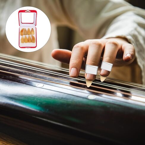 VICASKY Guzheng واقيات أظافر الأصابع، سميكة متوسطة الحجم لتمرين القرن الطبيعي على الأظافر المزيفة، لوازم Guzheng لحماية أطراف الأصابع واللعب المريح، لون عشوائي in Kuwait