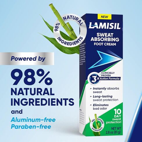 كريم لاميسيل لامتصاص العرق، مزيل لرائحة القدم، يمتص العرق على الفور، حماية طويلة الأمد، مكونات طبيعية، 2.8 أونصة (81 جم) in Kuwait