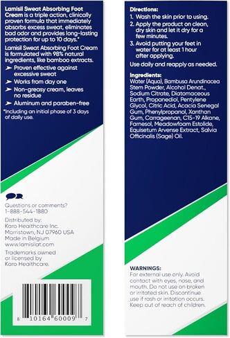 كريم لاميسيل لامتصاص العرق، مزيل لرائحة القدم، يمتص العرق على الفور، حماية طويلة الأمد، مكونات طبيعية، 2.8 أونصة (81 جم) in Kuwait