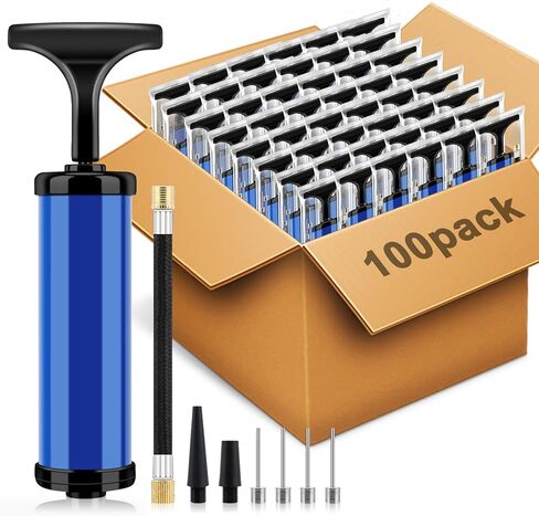 100 Sets Ball Air Pump Bulk for Sports Balls Include Needle Nozzle Extension Hose Hand Inflation Kit for Basketball Soccer Football Volleyball Balloon, Operation Christmas Child Bulk Items Gifts in Kuwait