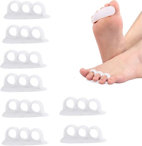 Hammer Toe Straightener Toe Corrector for Women, 8Pcs Toe Support Pads Cushion, Triple Loop Gel Toe Spacers & Separators for Overlapping, Curled, Curved, Claw Toe (White) in Kuwait