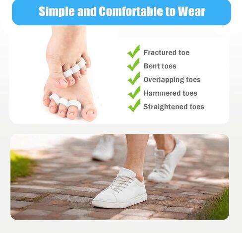 Hammer Toe Straightener Toe Corrector for Women, 8Pcs Toe Support Pads Cushion, Triple Loop Gel Toe Spacers & Separators for Overlapping, Curled, Curved, Claw Toe (White) in Kuwait