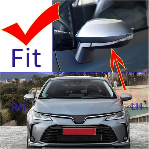 غطاء مرآة جناح السيارة لسيارة Toyota Altis لـ Corolla 2019 2020 2021 غطاء غطاء مرآة الرؤية الخلفية غطاء الباب الخارجي غطاء مرآة احتياطي غطاء مرآة جانبي مطلي (اللون: أحمر LH) in Kuwait
