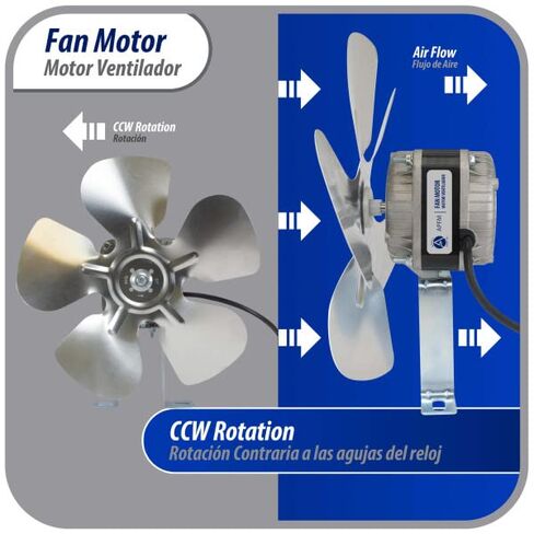 Appli Parts APFM-182E 18W Refrigeration Condenser and Evaporator Motor 220V 60Hz 0.5A 1300rpm Includes Base and 10in Aluminum Fan Blade CCW Shaft end Universal fit in Saudi Arabia