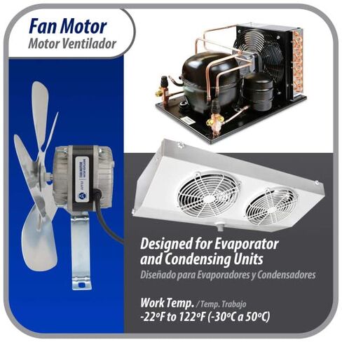 Appli Parts APFM-182E 18W Refrigeration Condenser and Evaporator Motor 220V 60Hz 0.5A 1300rpm Includes Base and 10in Aluminum Fan Blade CCW Shaft end Universal fit in Saudi Arabia