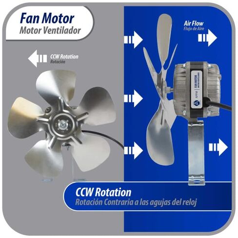Appli Parts APFM-102E 10W Refrigeration Condenser and Evaporator Motor 220V 60Hz 0.35A 1300rpm Includes Base and 9in Aluminum Fan Blade CCW Shaft end Universal fit in Saudi Arabia