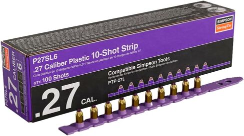 Simpson Strong-Tie P27SL6 P27SL 0.27-Caliber Plastic, 10-Shot Strip Load, Purple (100-Qty) (Pack of 100) in Saudi Arabia