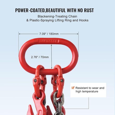 Happybuy Chain Sling, 3/8 inch x 6 ft, G80 Lifting Chains with Hooks, 11000 lbs/5 Ton Capacity, for Engine Hoist, with 2 Leg Grab Hooks and Adjusters in Saudi Arabia