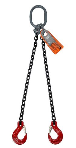 Advantage Rigging - Chain Sling - 5/16" x 5' Double Leg with Sling Hooks - Grade 80 in Kuwait