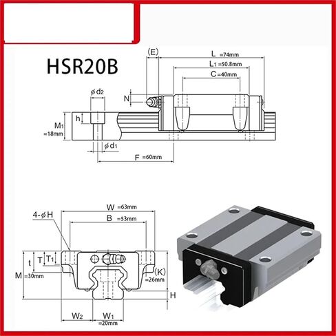 دليل خطي للسكك الحديدية المنزلق HSR20B HSR 20B HSR20 HSR20B1UU HSR20B1SS GK عربة النقل الأصلية in Kuwait