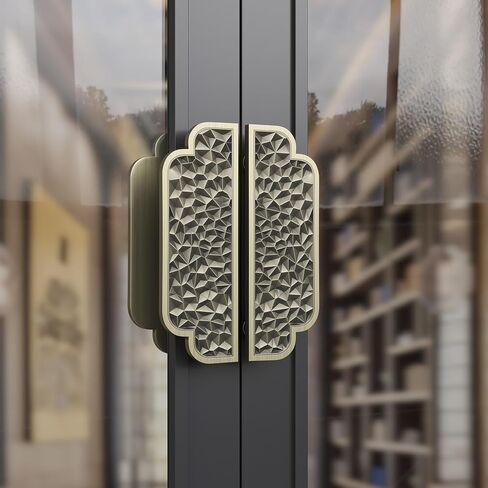 Aluminum Chinese Style Push Pull Door Handles for Wood/Glass Gate Commercial Double Side Entry Handle Hardware 50X40cm/19.7"X15.8" in Saudi Arabia