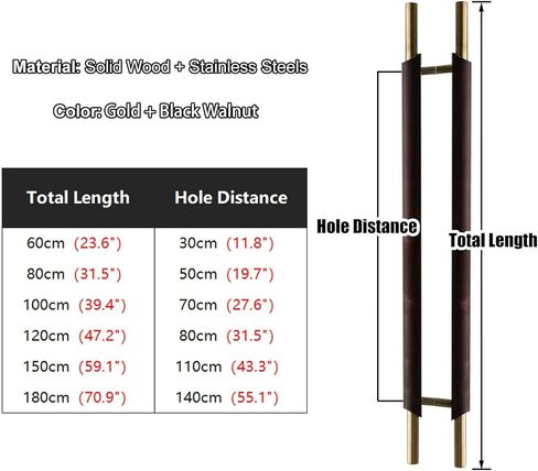 Solid Wood Long Pull Handle for Glass Doors Modern Front Door Handle for Commercial Bars and Residences Stylish and Durable Pull Handle for Shops and Homes (Color: Style3 Size: 100 in Saudi Arabia