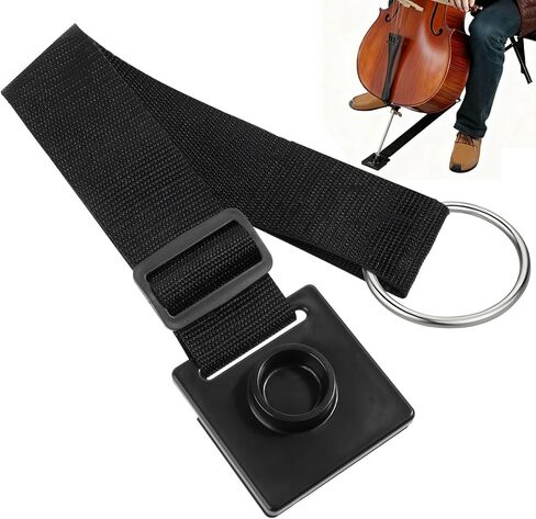 Cello Endpin Anchor,Black Cello Slip Stoppe,Non-slip with O-ring Thick Pad,Anti-Scratch Sponge Adjustable Strap for Cellists Practice Performance in Saudi Arabia