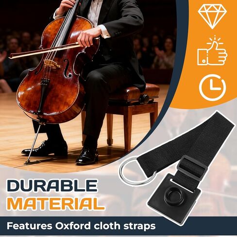 Cello Endpin Anchor,Black Cello Slip Stoppe,Non-slip with O-ring Thick Pad,Anti-Scratch Sponge Adjustable Strap for Cellists Practice Performance in Saudi Arabia