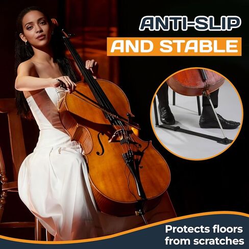 Cello Endpin Anchor,Black Cello Slip Stoppe,Non-slip with O-ring Thick Pad,Anti-Scratch Sponge Adjustable Strap for Cellists Practice Performance in Saudi Arabia