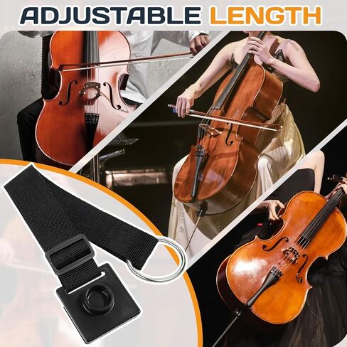 Cello Endpin Anchor,Black Cello Slip Stoppe,Non-slip with O-ring Thick Pad,Anti-Scratch Sponge Adjustable Strap for Cellists Practice Performance in Saudi Arabia