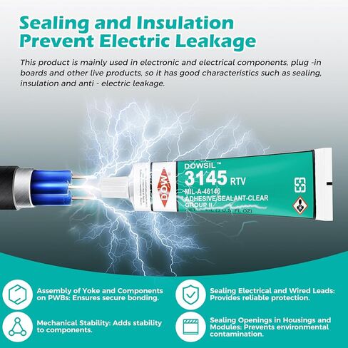 3145 RTV 90ml 3oz High Temperature Waterproof Sealed Electronic Fixed Clear Adhesive Mil-A-46146 Electrical Battery Board Housing Moisture Sealing Non Flow in Kuwait