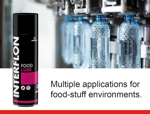 Interflon Food Lube NSF H1 Food Grade Lubricant - Multipurpose, Dry Film Food Grade Lubricating Oil - for Lubrication of Machine Parts and Applications in Food-Stuff Environments – 500ml Aerosol Can in Kuwait