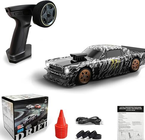 1/43 Mini Remote Control Car with Gyroscope, 2.4GHz 4WD Full Proportional High Speed Fast RC Drift Cars with LED Lights Racing Tires, Hobby RC Cars Toy Model Gift for Adults, Kids, Boys in Saudi Arabia