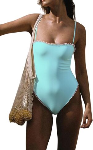 UAURORAO Women Sexy Backless One Piece Swimsuit Polka Dot Monokini Spaghetti Strap Cut Out Bathing Suit Swimwear in Saudi Arabia