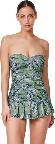 Profile by Gottex Bandeau Swimdress - Shimmer Fabric, Adjustable Removable Straps, Built-in Soft Cups, Tummy Control in Saudi Arabia