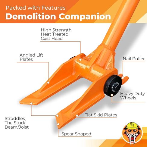 60" Demolition Pry Bar & Crowbar – Round Handle Wrecking Bar for Ceiling & Wall Demo – Heavy Duty Nail Puller Tool for Contractors, Firefighters & Home Renovations in Saudi Arabia
