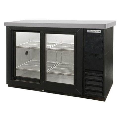 Beverage Air BB48HC-1-GS-B-27 Two-Section Refrigerated Back Bar Storage Cabinet, 48" W x 36" H, 12.4 Cu. Ft., Locking Sliding Glass Doors, Four Epoxy Shelves, LED Interior Lighting, Black Exterior in Saudi Arabia