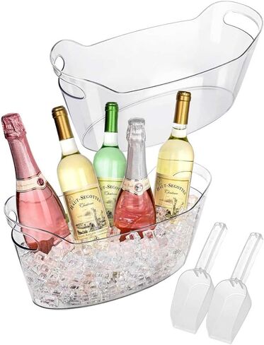 HOYTST 7L Ice Buckets for Parties, 2-Pack Clear Acrylic Champagne Bucket, Large Beverage Tub with Scoop, Portable Cooler Barrel for Cocktail, Beer, Wine Drinks, Mimosa Bar Supplies in Saudi Arabia