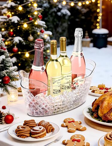 HOYTST 7L Ice Buckets for Parties, 2-Pack Clear Acrylic Champagne Bucket, Large Beverage Tub with Scoop, Portable Cooler Barrel for Cocktail, Beer, Wine Drinks, Mimosa Bar Supplies in Saudi Arabia