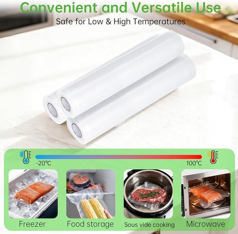 أكياس مانعة للتسرب متوافقة مع Mesliese، درجة الغذاء، شفافة وسهلة الاستخدام، 3 لفات مقاس 7.87 بوصة × 16.4 قدم و3 لفات مقاس 11.02 بوصة × 16.4 قدم in Kuwait