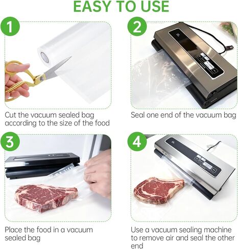 أكياس مانعة للتسرب متوافقة مع Mesliese، درجة الغذاء، شفافة وسهلة الاستخدام، 3 لفات مقاس 7.87 بوصة × 16.4 قدم و3 لفات مقاس 11.02 بوصة × 16.4 قدم in Kuwait