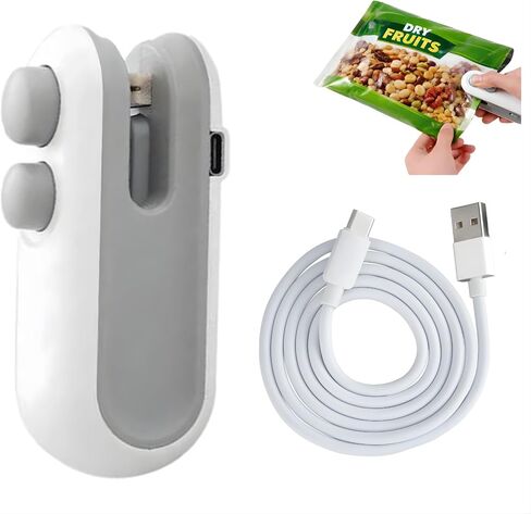 Mini Bag Sealer - 2 in 1 Heat Sealer with Cutter, Rechargeable Handheld Bag Resealer, Bag Sealer with Cutter and Magnet, Sealer for Chips, Snacks, Food Storage Bags, 2026 Gift for Women in Saudi Arabia