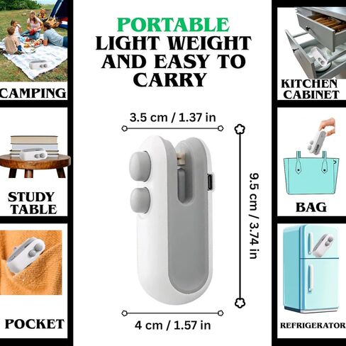 Mini Bag Sealer - 2 in 1 Heat Sealer with Cutter, Rechargeable Handheld Bag Resealer, Bag Sealer with Cutter and Magnet, Sealer for Chips, Snacks, Food Storage Bags, 2026 Gift for Women in Saudi Arabia