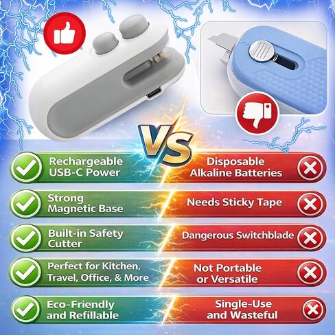 Mini Bag Sealer - 2 in 1 Heat Sealer with Cutter, Rechargeable Handheld Bag Resealer, Bag Sealer with Cutter and Magnet, Sealer for Chips, Snacks, Food Storage Bags, 2026 Gift for Women in Saudi Arabia