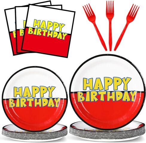 96PCS Cartoon Ball Parties Tableware Happy Birthday Party Decorations Cartoons Animation Party Plates Napkins Cartoon Animation Dinnerware Set Game Themed Table Decor for Kid Birthday Parties Supplies in Kuwait