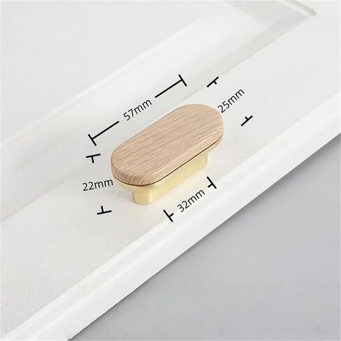 Wooden Furniture Handles Solid Wood Grain Door Handle Drawer Wardrobe and Cabinet 1Pcs(Copper-Oak-C32mm) in Saudi Arabia