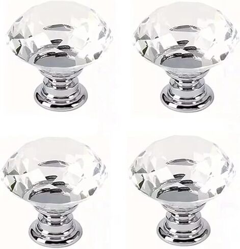 30 مللي متر الماس شكل الكريستال والزجاج دولاب درج خزانة المطبخ باب خزانة ملابس مقابض الأجهزة 4/8 قطعة (4 قطعة) in Kuwait