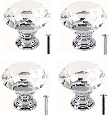 30 مللي متر الماس شكل الكريستال والزجاج دولاب درج خزانة المطبخ باب خزانة ملابس مقابض الأجهزة 4/8 قطعة (4 قطعة) in Kuwait