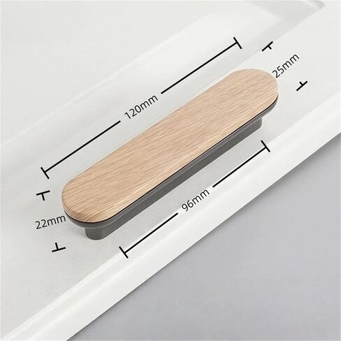 Wooden Furniture Handles Solid Wood Grain Door Handle Drawer Wardrobe and Cabinet 1Pcs(Gray-Oak-C96mm) in Saudi Arabia