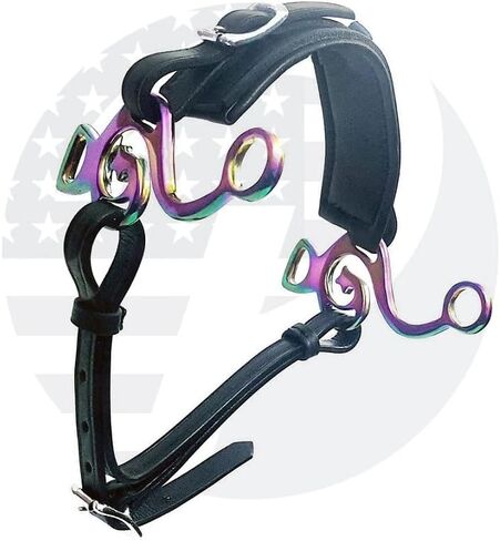Rainbow Multi Hackamore Bitless Horse Bit English Western Adjustable Leather (Black) in Saudi Arabia