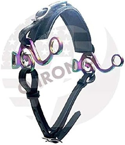 Rainbow Multi Hackamore Bitless Horse Bit English Western Adjustable Leather (Black) in Saudi Arabia