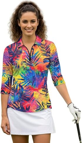 قمصان جولف Boatee للسيدات بطول 3/4 كم من القماش وسحاب ربع مناسب للرياضات الخارجية للرياضات الشتوية الخارجية in Kuwait