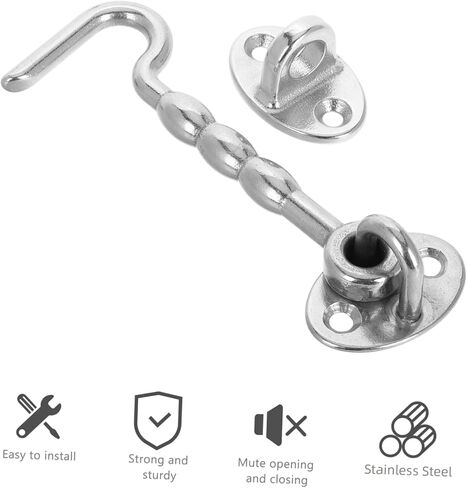 POPETPOP Stainless Steel Heavy Duty Door Hook Latch with Mounting Screws Windproof Hook for Barn Doors Windows and Marine Applications in Saudi Arabia