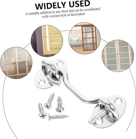 STOBAZA 5pcs Door Lock Hook Stainless Steel Hook and Eye Latches Privacy Latch Easy to Install for Windows Doors in Saudi Arabia