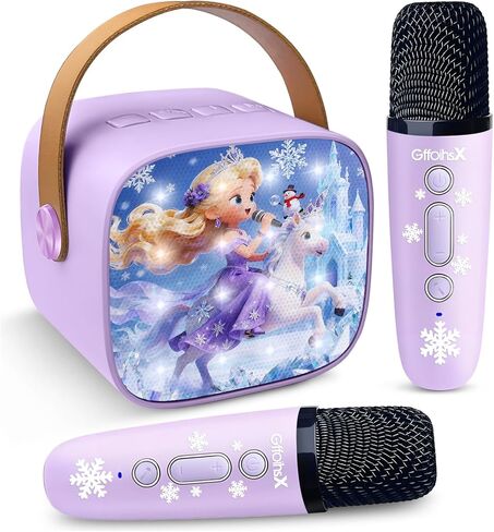 Mini Karaoke Machine for Kids with 2 Wireless Microphones,4, 5, 6, 7, 8, 9, 10, 11, 12+ Year Old Girl Boy Birthday Gift Singing Microphone,3-12 Years Kids Toys Karaoke Mic,Christmas Party Gifts in Saudi Arabia