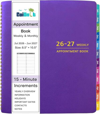 2026 Appointment Book - January - December 2026, Appointment Planner with Weekly ＆ Monthly Spread, 8.5'' x 10.5'', Large, 15 Minute Increments, 2026 Daily Planner with Pockets, Tabs, Soft Cover in Kuwait
