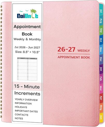 2026 Appointment Book - January - December 2026, Appointment Planner with Weekly ＆ Monthly Spread, 8.5'' x 10.5'', Large, 15 Minute Increments, 2026 Daily Planner with Pockets, Tabs, Soft Cover in Kuwait