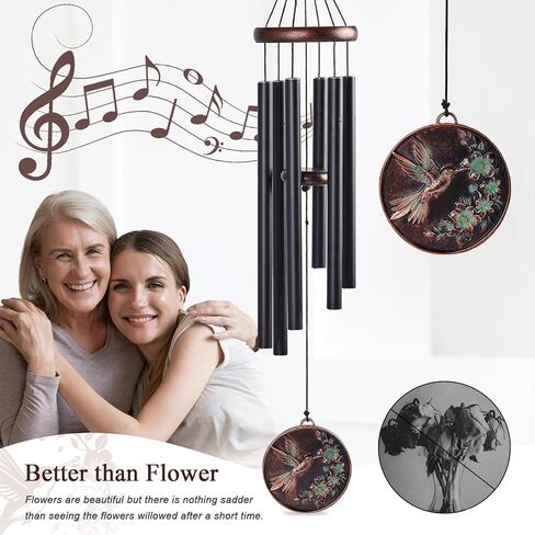Sympathy Wind Chimes for Outside 34" Vintage Hummingbird Memorial Wind Chimes Outdoor for Garden Patio Porch Decoration Birthday Memorial Sympathy Gift for Loved One Mom Dad Grandpa Grandma Friends in Saudi Arabia