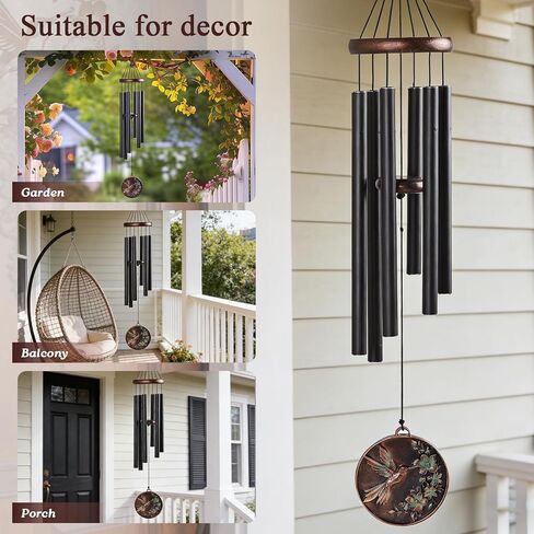 Sympathy Wind Chimes for Outside 34" Vintage Hummingbird Memorial Wind Chimes Outdoor for Garden Patio Porch Decoration Birthday Memorial Sympathy Gift for Loved One Mom Dad Grandpa Grandma Friends in Saudi Arabia
